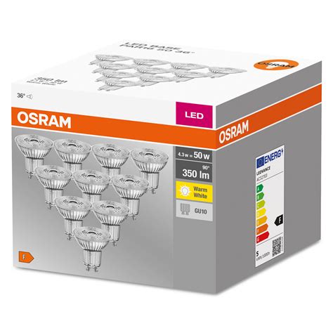 Ampoule LED à réflecteur Osram Base PAR16 blanc chaud GU10 4 3W 10pcs