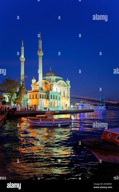 Mecidiye Ortakoy Mosque And Bosphorus Strait In Background Bosphorus