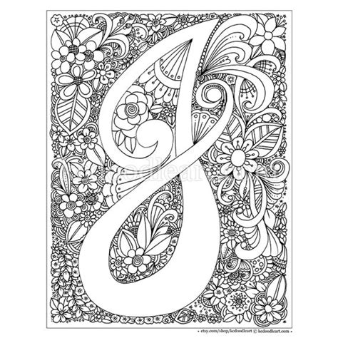 Instant Digital Download Adult Coloring Page Letter J Etsy