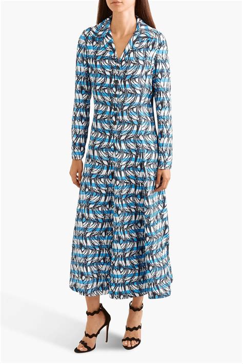 Prada Printed Twill Midi Shirt Dress The Outnet