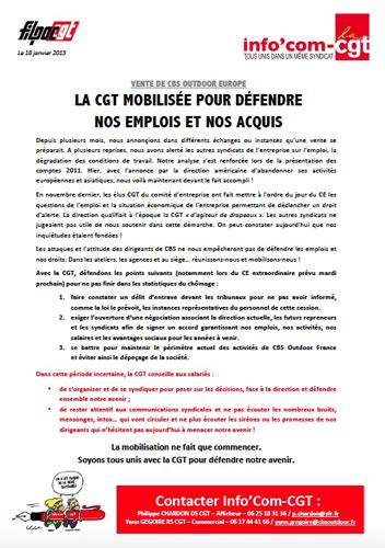 CBS Outdoor 650 emplois menacés en France Info CGT