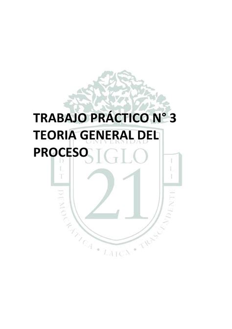 Tp Teoria General Del Proceso Trabajo Prctico N Teoria General