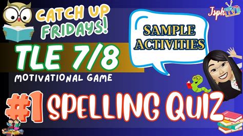 1 Spelling Quiz In TLE Subject Catch Up Fridays Activities YouTube