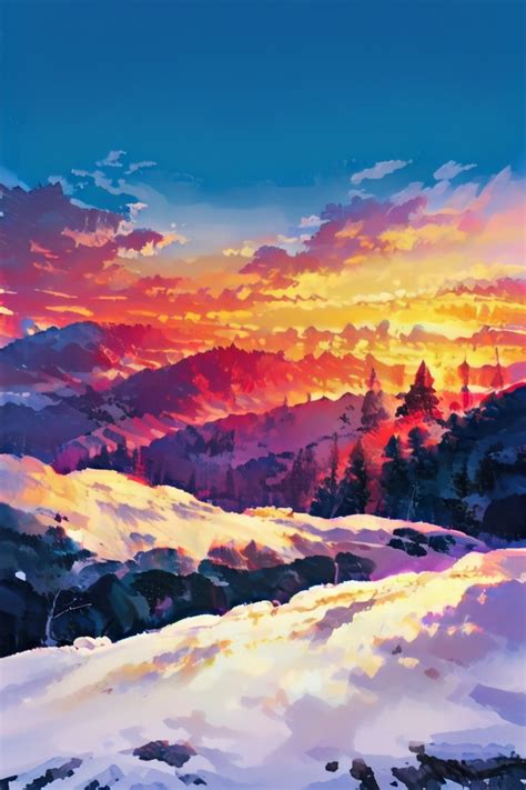 Snowy mountain sunset by TomCat413 on DeviantArt