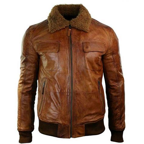 BROWN BOMBER FUR COLLAR GENUINE LEATHER JACKET | JACKET WORLD