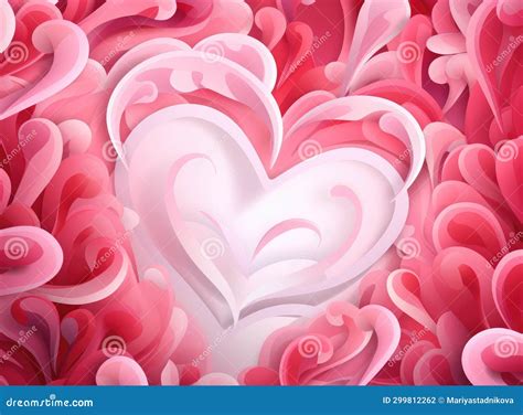 Abstract Composition With Volumetric Hearts In Pink Colors Modern In