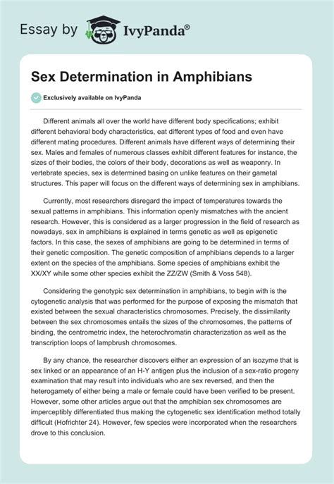 Sex Determination In Amphibians 908 Words Report Example