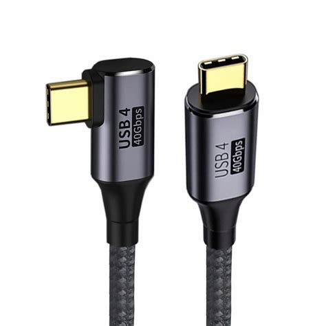 Kabel Pleciony Usb4 40gbps Type C Do Typ C KĄtowy 90 Stopni Czarny 1