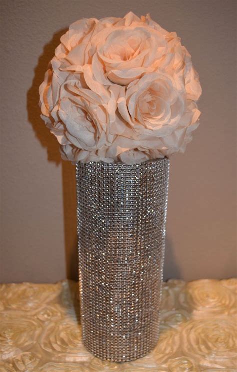 RHINESTONE VASE SILVER Vase Silver Rhinestone Vase Bling Vase