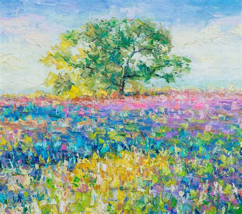 Spring Flower Field Painting Landscape Painting Large | Etsy