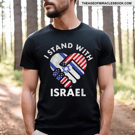 I Stand With Israel Usa American Flag W Israel Flag Pullover T Shirt