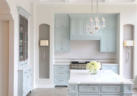 Light Blue Showroom Kitchen - Crystal Cabinets