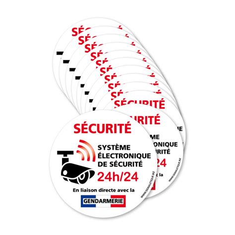 Lot De Autocollants Alarme Surveillance Lectronique Liaison