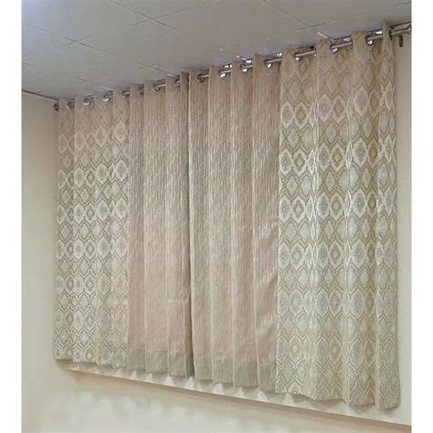 Cotton Beige And White Printed Window Curtain Fabric GSM 150 GSM At