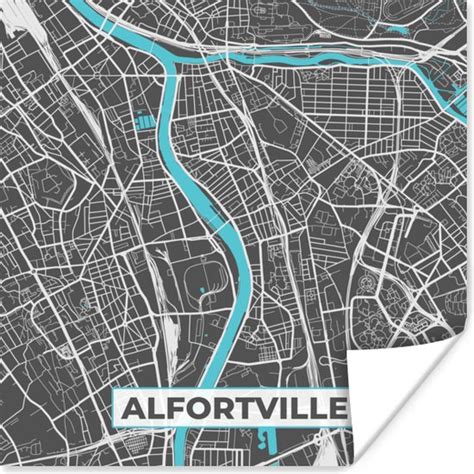 Poster Alfortville Frankrijk Kaart Plattegrond Stadskaart