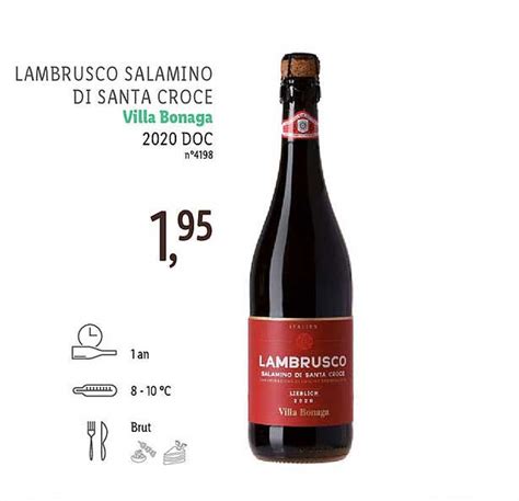 Promo Lambrusco Salamino Di Santa Croce Villa Bonaga Doc Chez Lidl