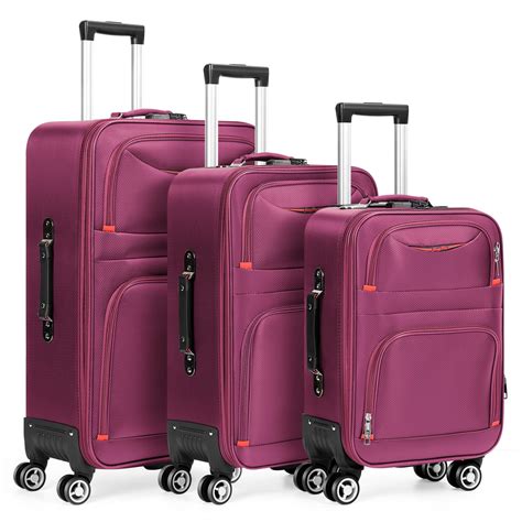 Three-Piece Soft Shell Suitcase Set, Expandable Large Capacity Suitcase ...