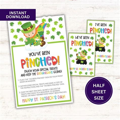 You Ve Been Pinched Signs St Patrick S Day Printable Leprechaun