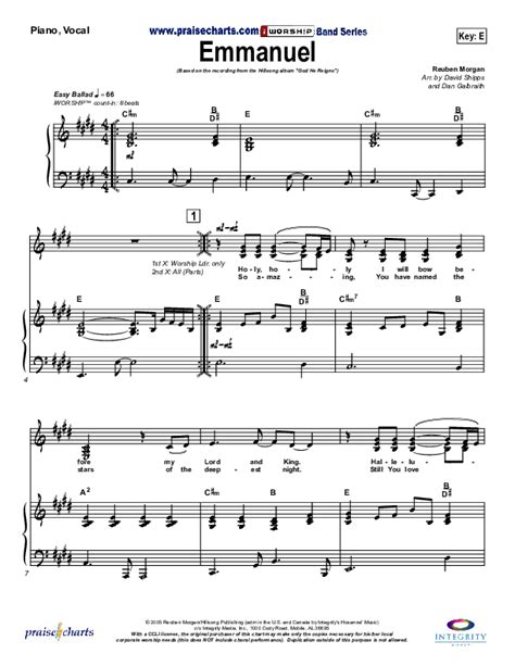 Emmanuel Sheet Music Pdf Hillsong Worship Praisecharts