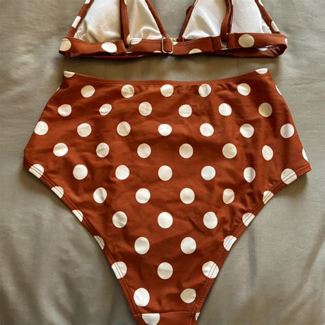 Frilly Polka Dot Bikini Set Depop