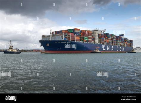 The Ultra Large Container Ship Cma Cgm Benjamin Franklin Entering The