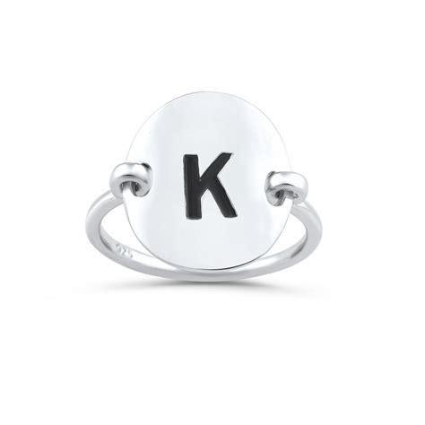 Sterling Silver Oval Initial K Ring Silvercloseout