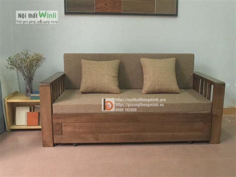 Sofa giường gỗ thông minh đơn bằng gỗ sồi cao cấp