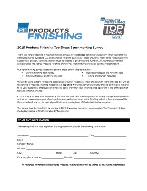 Fillable Online Products Finishing Top Shops Benchmarking Survey Fax