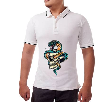 Men's White Polo Shirt - Printed