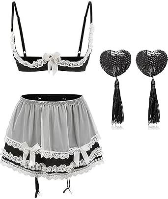 Amazon ZAAEOU Sexy French Maid Lingerie Set For Women Halter