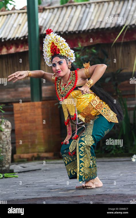 Indonesia Bali Batubulan Female Dancer Performing Barong Dance Stock