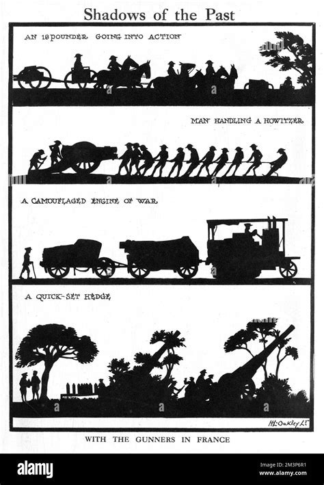 Scenes in silhouette showing episodes with the Gunners (Royal Artillery ...