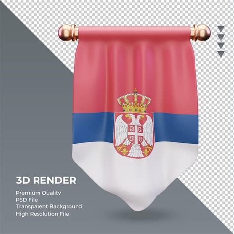 3d bandeira flâmula da sérvia renderizando vista frontal PSD Premium