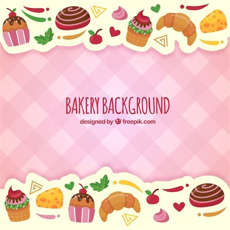 Premium Vector | Bakery background with sweets in flat style