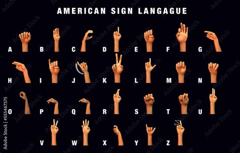 American Sign Language Alphabet 3D Illustration Stock Illustration ...