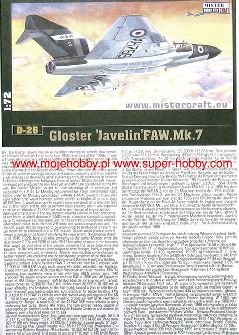 Gloster Javelin Faw Mk Mistercraft D