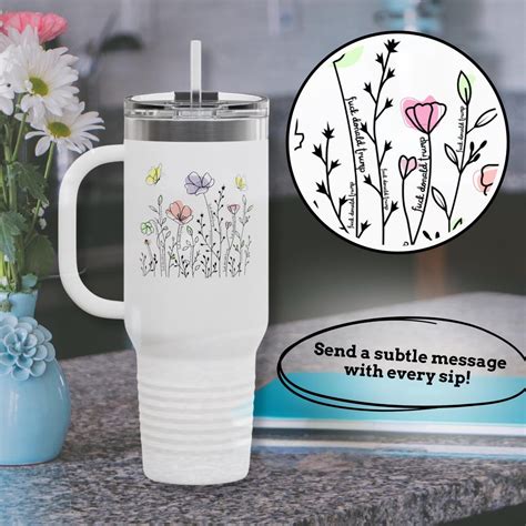 Subtle Fuck Trump Tumbler Feminist Gift Minimalist Floral Anti Trump Tumbler Equal Rights Cup My