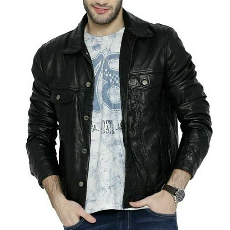 Noora Men S Black Lambskin 100 Genuine Leather Jacket Sheepskin