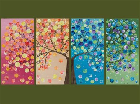 Seasons Art Display | Large abstract painting, Seasons art, Tree painting