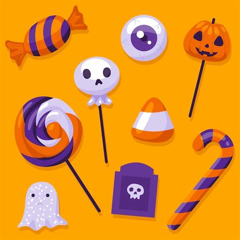 Free Vector Flat Halloween Candy Collection