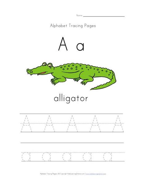 Letter A Tracing Page With Picture Of An Alligator Alphabet Tracing