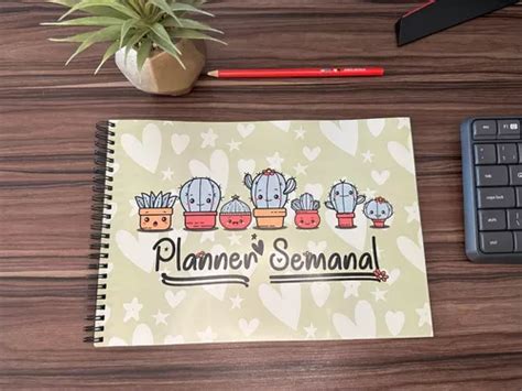 Planner De Mesa Semanal Tema Cactus Tamanho A Fls