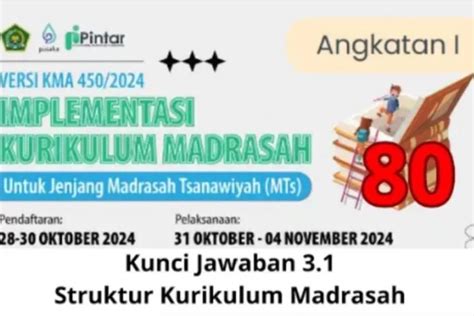 Kunci Jawaban Pelatihan IKM Madrasah Tsanawiyah Versi KMA 450 2024