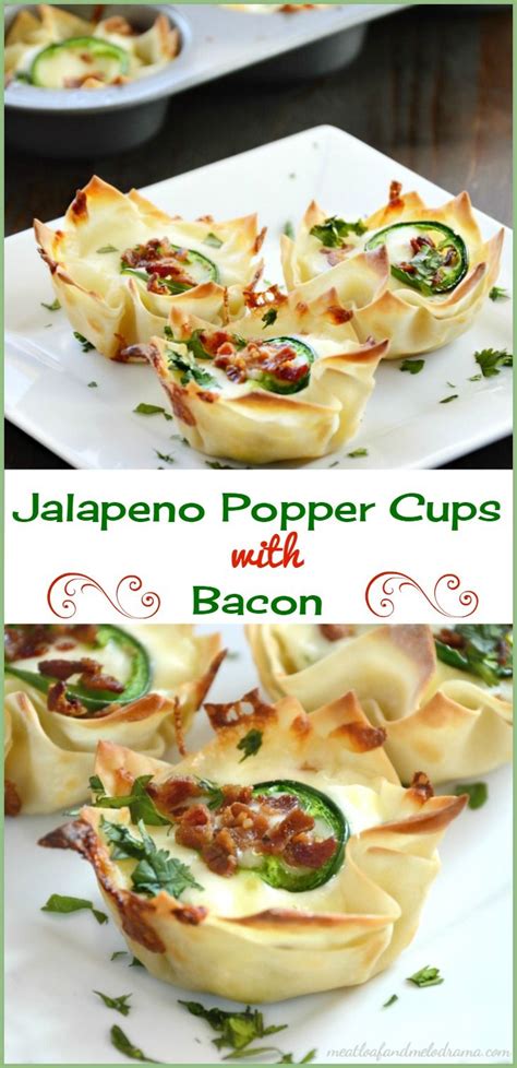 Jalapeno Popper Cups With Bacon Wonton Wrappers Are Filed With A Spicy