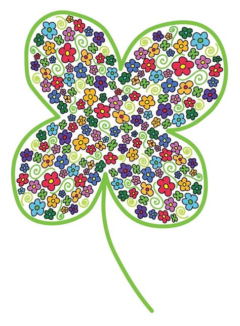 Klaverblad Met Gekleurde Bloem Vector Illustratie Illustration Of