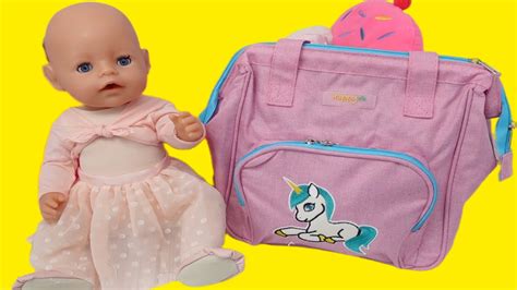 Packing Baby Born Doll Diaper Bag And Feeding Changing And Learning