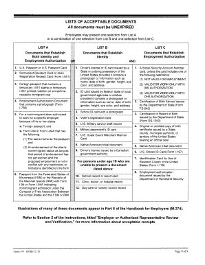 Fillable Online List Of Acceptable Documents For I Form Fax Email