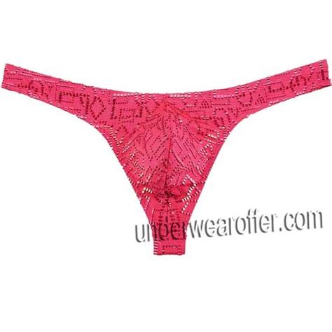 Sexy Men Thong Hollow Jacquard G String Underwear Pouch Mini Bikini Brief T Back Mu