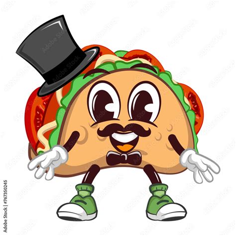 Cute Taco Mascot Character Emoticon With A Funny Face With A Mustache