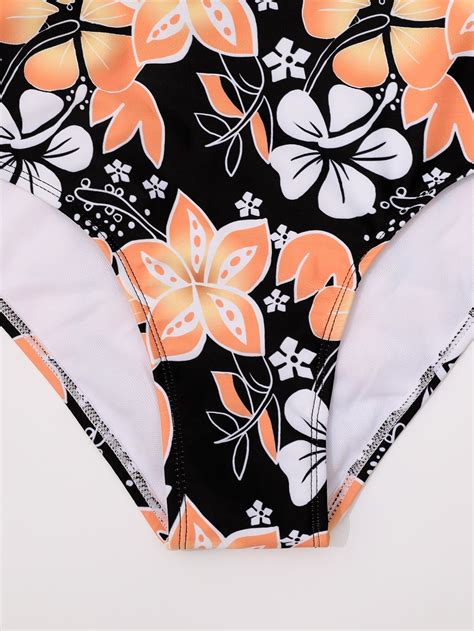 Bañador bikini con estampado floral al azar de talle alto Express